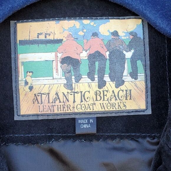 VINTAGE Atlantic Beach Leather Coat Works - Small - Picture 3 of 6